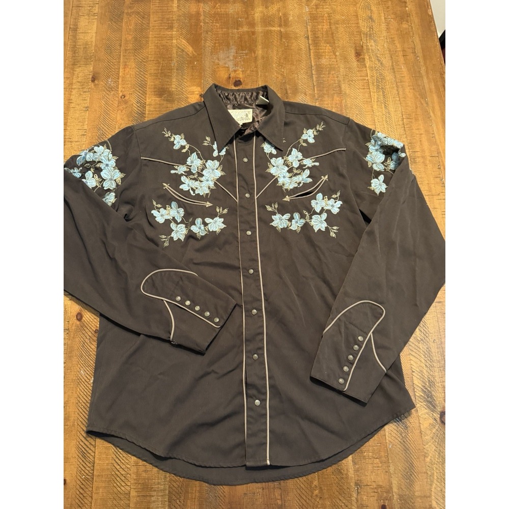 Vintage Roper Western Shirt Mens 2XL White Embroidered Pearl Snap Smile Pockets
